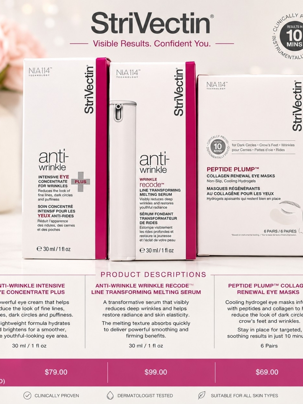 StriVectin Anti-Wrinkle Serum, Eye Concentrate & Peptide Eye Masks